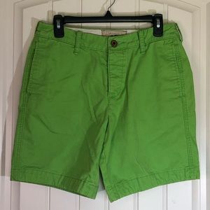 Hollister Chino Flat Front Men’s Shorts, Size 30, Lime Green